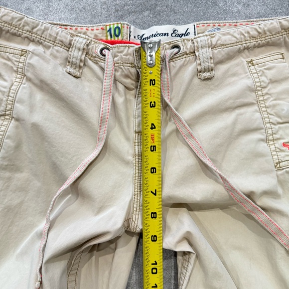 Vintage Y2K American Eagle baggy wide leg Tan Sz 10 cargo pants Gorpcore Skater - Picture 11 of 12